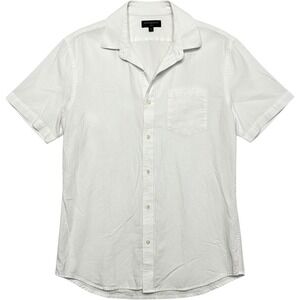 Banana Republic Mens XL White Linen Slim Fit Short Sleeve Button Down Shirt